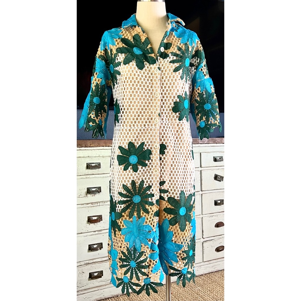 Anthropologie Eva Franco Textured Shirt Dress Duster XS